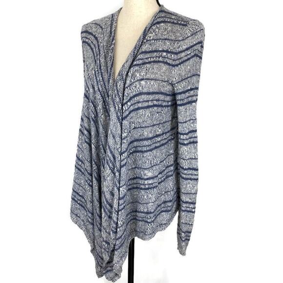 Hollister Striped Waterfall Cardigan Open Knit Lightweight Denim Blue Sz XS / S - Picture 3 of 11